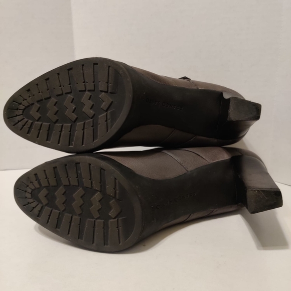 FRANCO SARTO Inkwell‎ Grey Leather Heel Booties Buckle Women's 8.5 Shoes - Picture 10 of 13